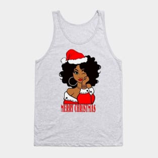 Black African American Santa Xmas Tank Top